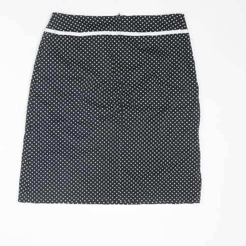 NEXT Womens Black Polka Dot Cotton A-Line Skirt Size 12 Zip