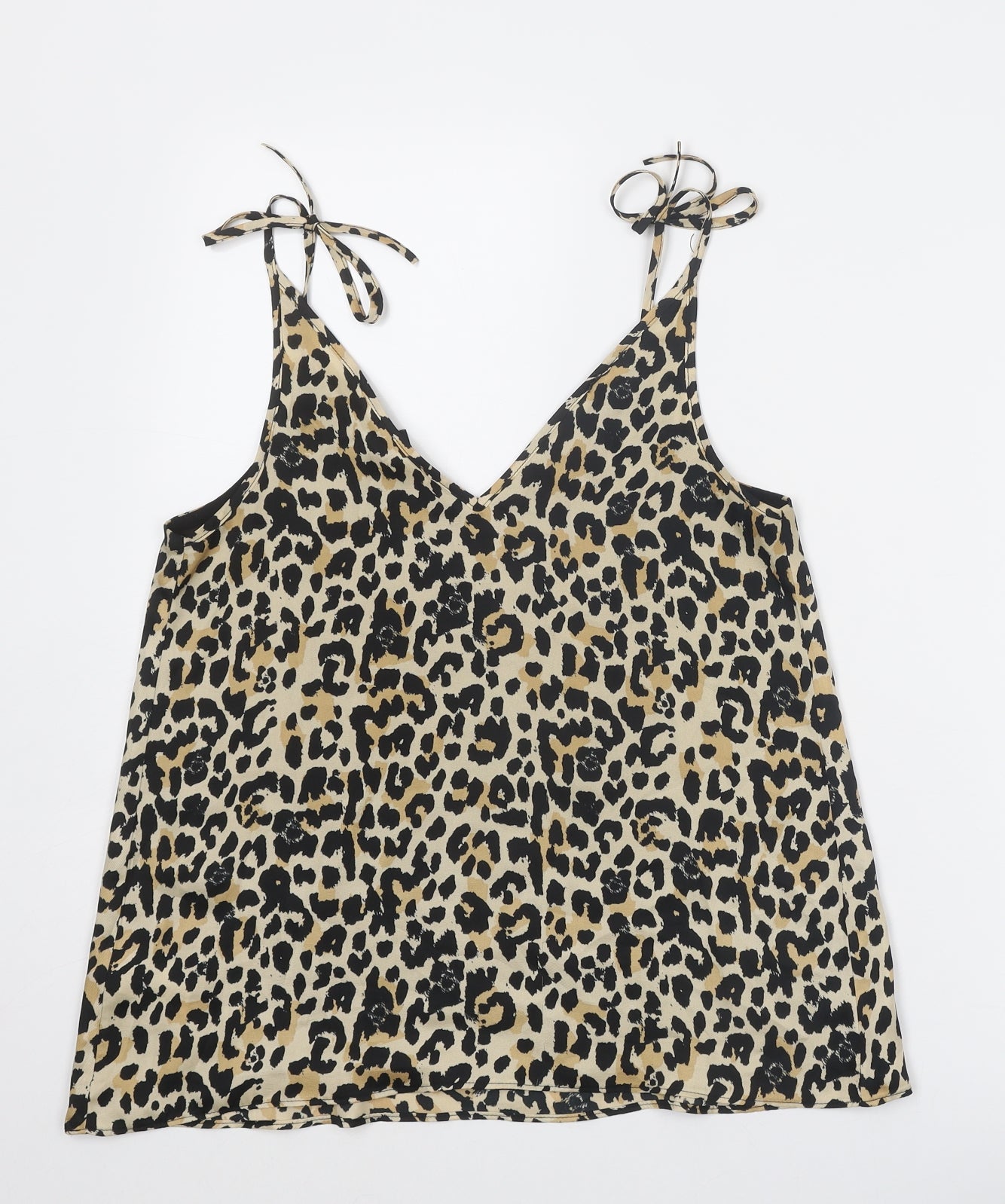 River Island Womens Multicoloured Animal Print Polyester Camisole Tank Size 10 V-Neck - Leopard Print