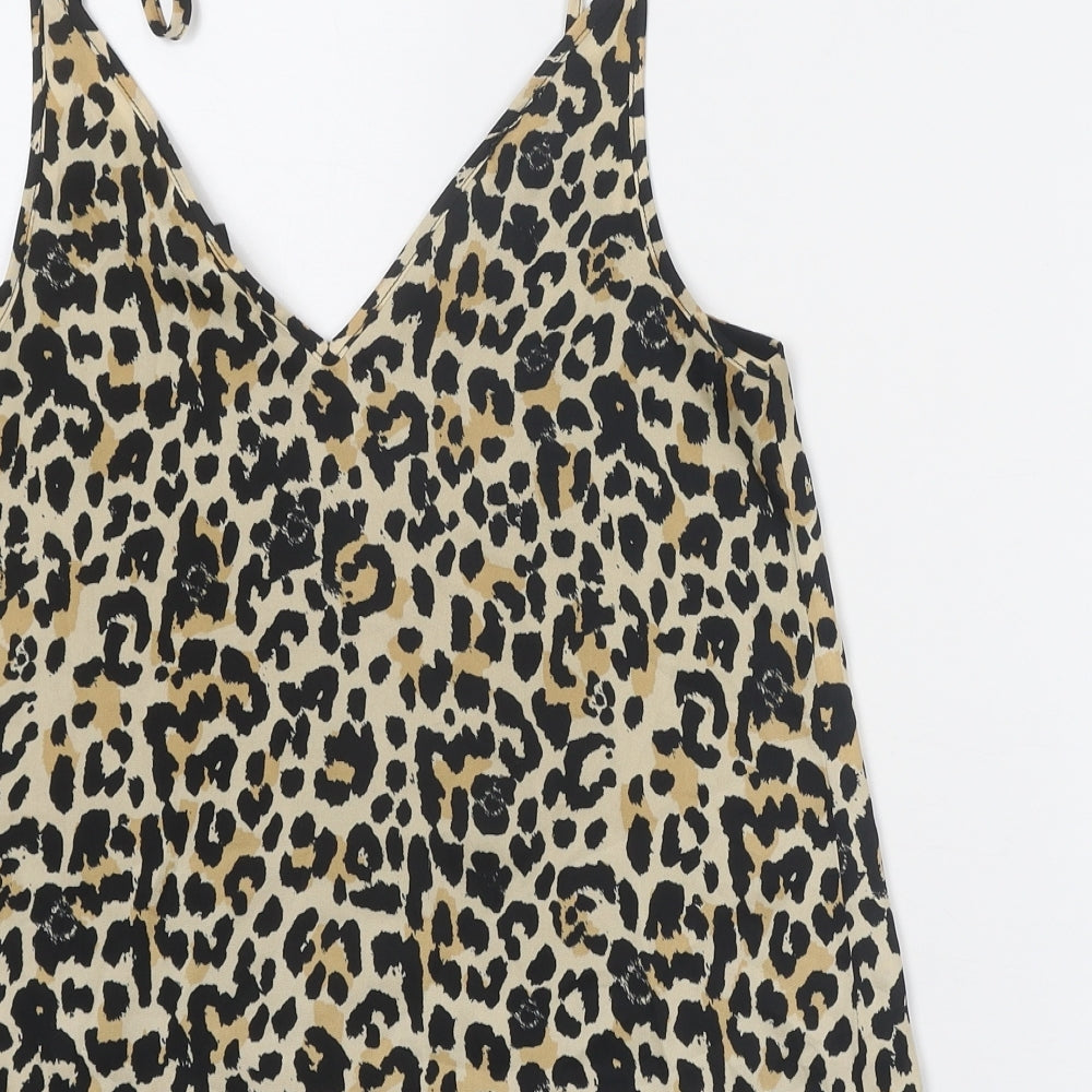 River Island Womens Multicoloured Animal Print Polyester Camisole Tank Size 10 V-Neck - Leopard Print