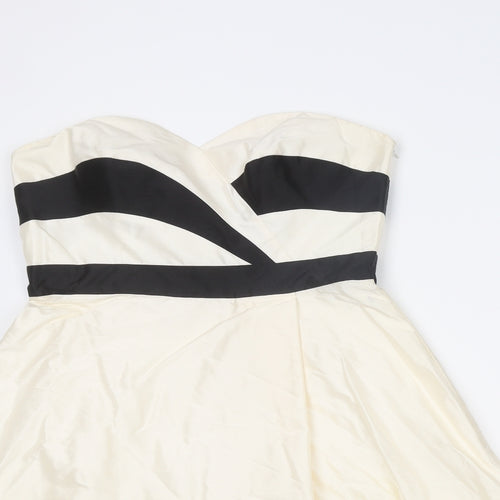 Coast Womens Ivory Colourblock Silk Fit & Flare Size 14 Sweetheart Zip - Tulle underskirt
