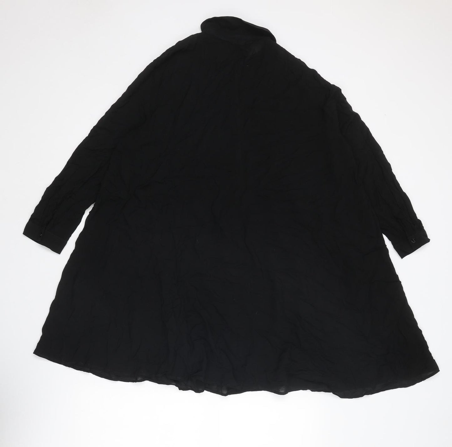 Zara Womens Black Viscose Shirt Dress Size M Collared Button