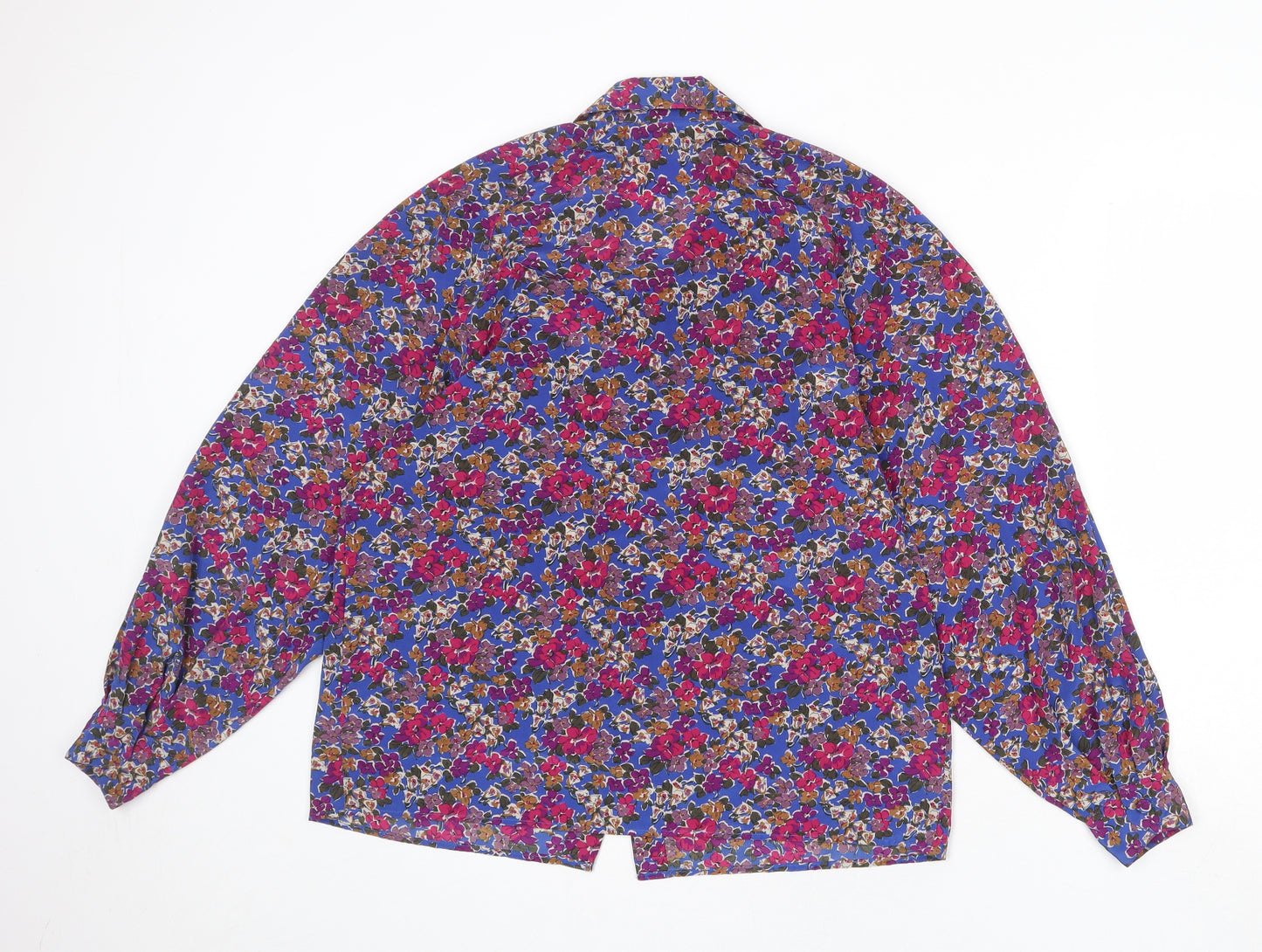 Jacques Vert Womens Blue Floral Polyester Basic Blouse Size 12 Collared