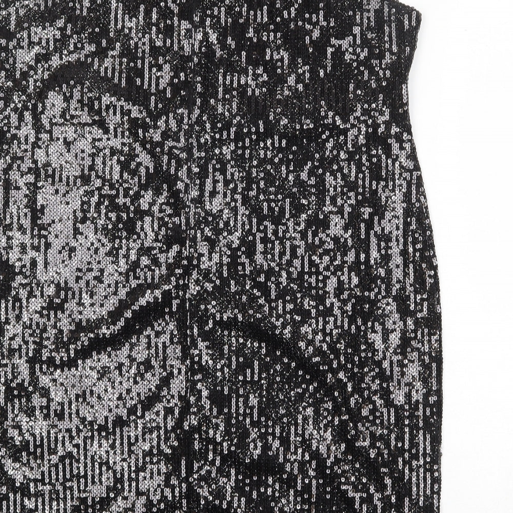 Klass Womens Black Polyester A-Line Size 22 V-Neck Zip