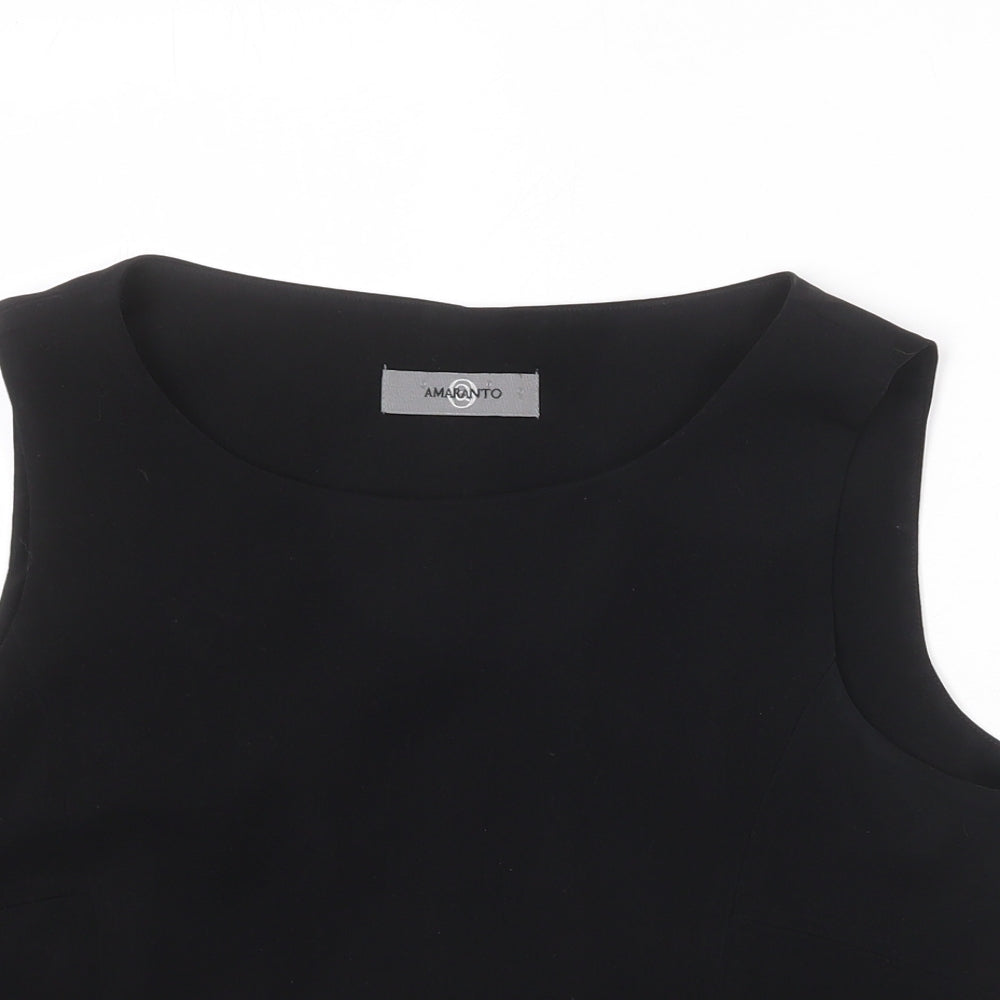 AMARANTO Womens Black Polyester Basic Tank Size 16 Round Neck