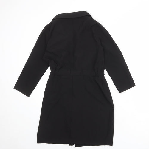 ASOS Womens Black Polyester Jacket Dress Size 6 V-Neck Tie