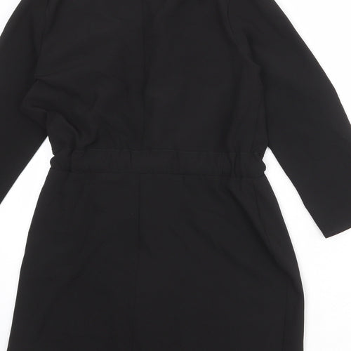 ASOS Womens Black Polyester Jacket Dress Size 6 V-Neck Tie