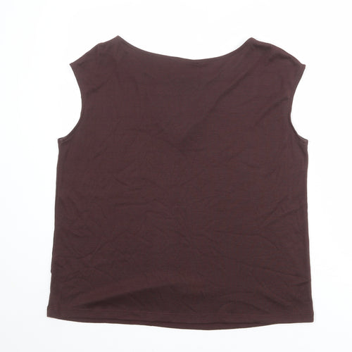 essence Womens Brown Polyester Basic Tank Size 18 Round Neck