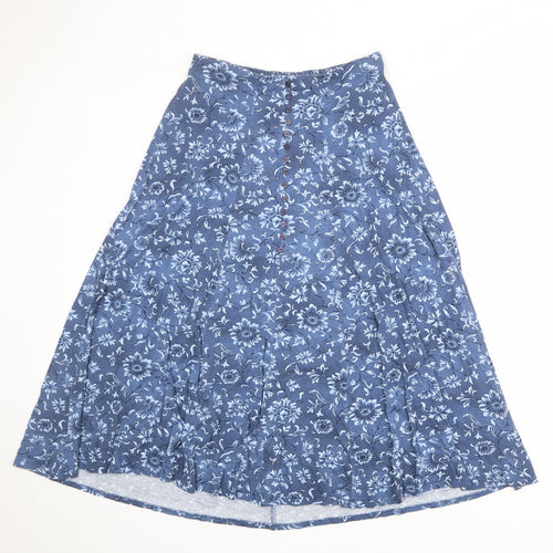 Berkertex Womens Blue Floral Viscose Swing Skirt Size 12