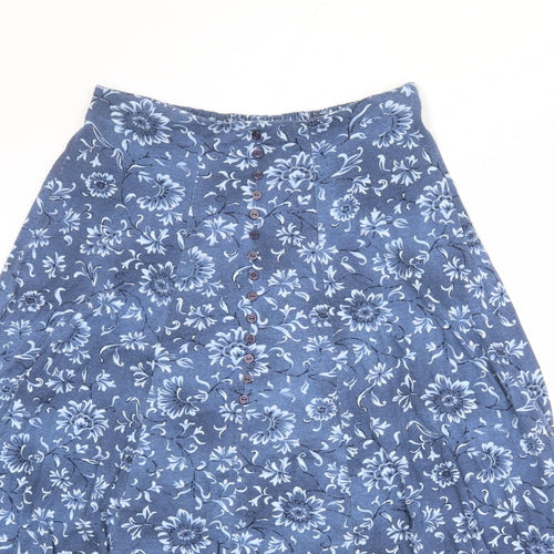 Berkertex Womens Blue Floral Viscose Swing Skirt Size 12