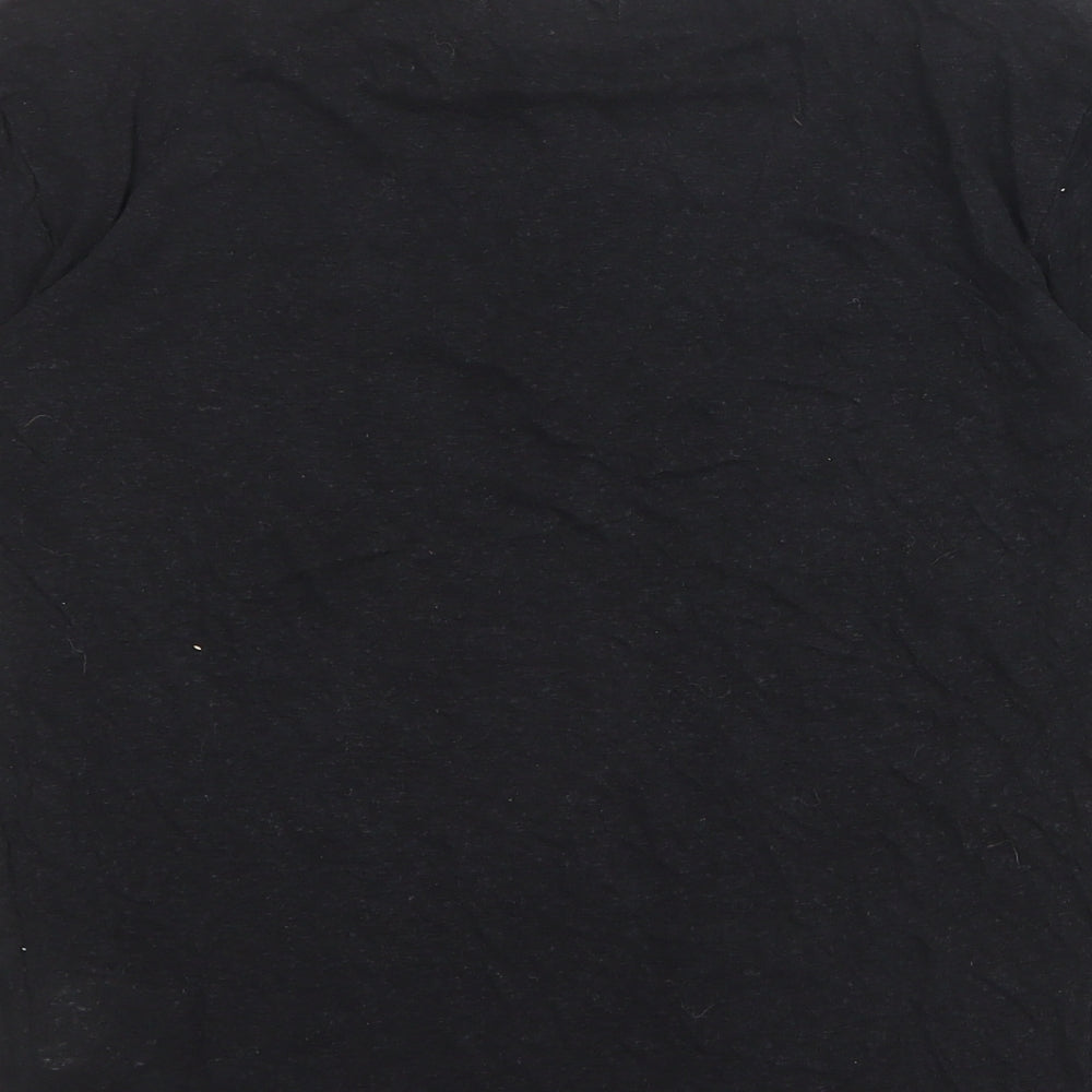 Superdry Womens Black Linen Basic T-Shirt Size 8 Round Neck