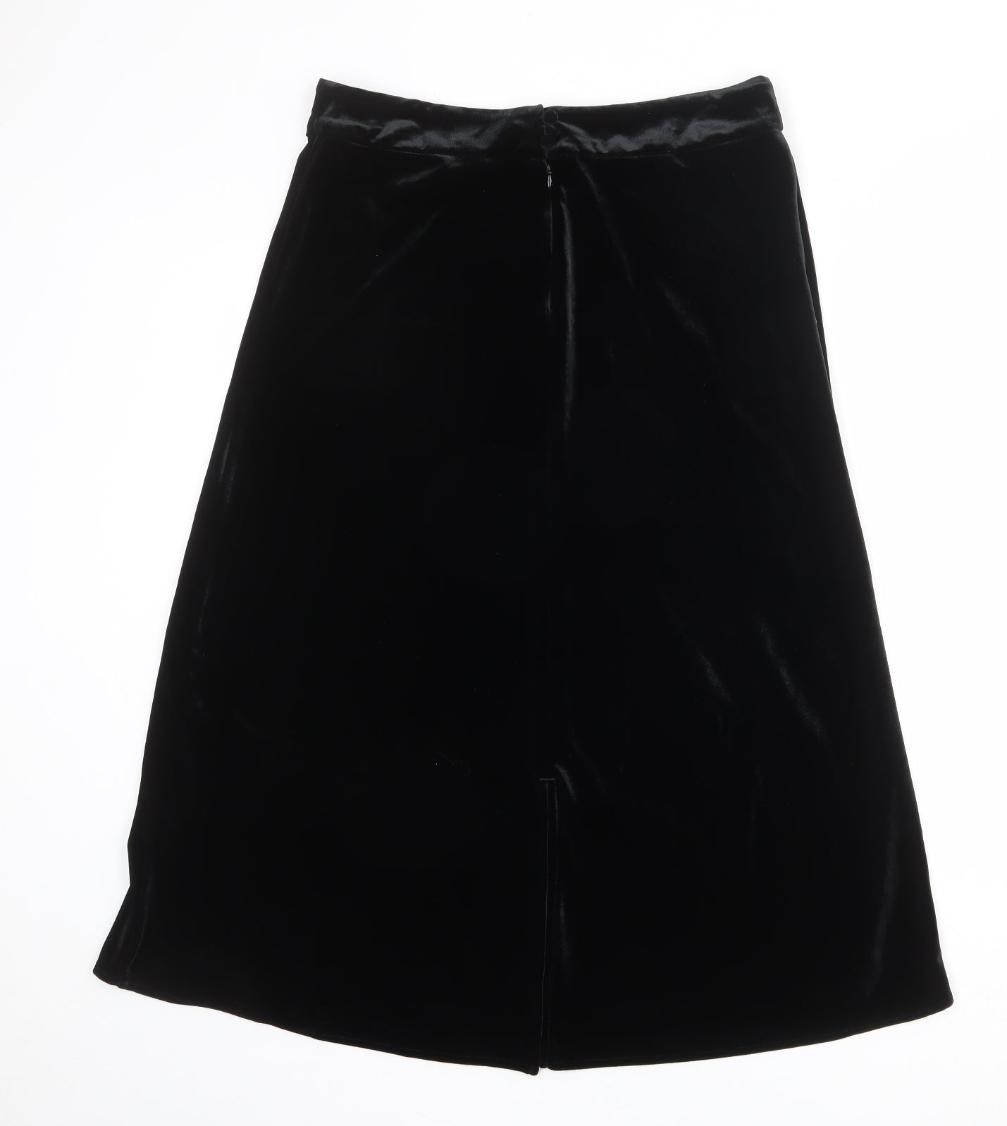Marks and Spencer Womens Black Polyester A-Line Skirt Size 12 Zip