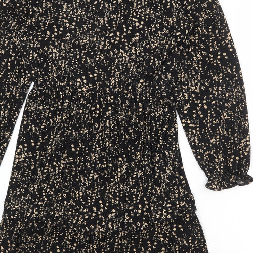 Mango Womens Black Geometric Polyester A-Line Size 8 V-Neck Pullover