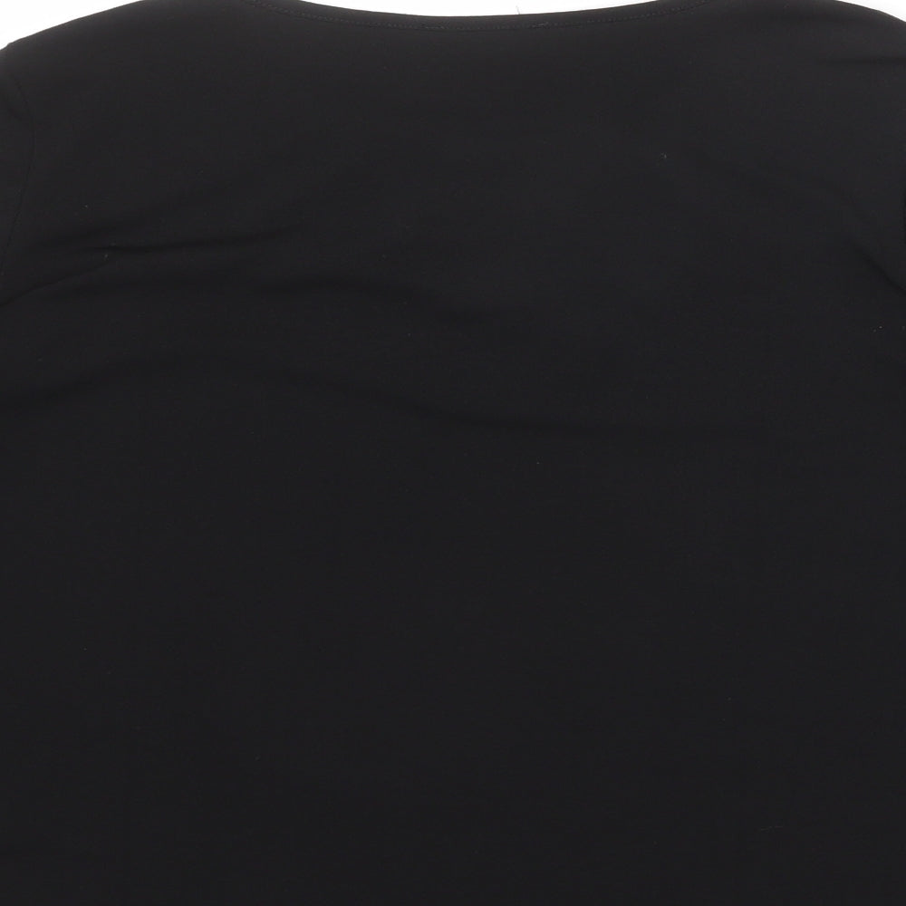 Klass Womens Black Polyester Basic Blouse Size M V-Neck