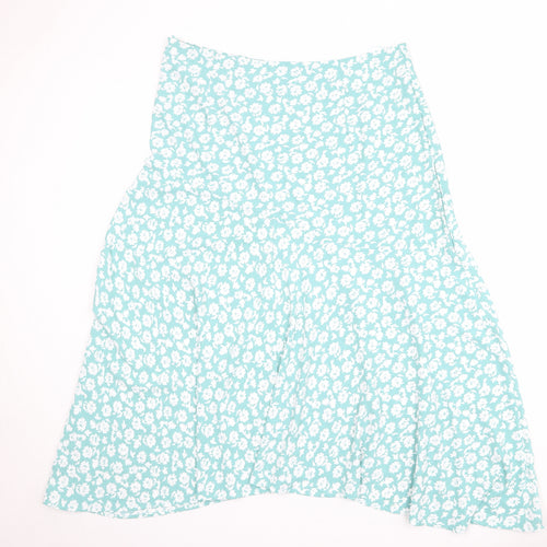 Blue Vanilla Womens Green Floral Polyester Swing Skirt Size 16 Zip
