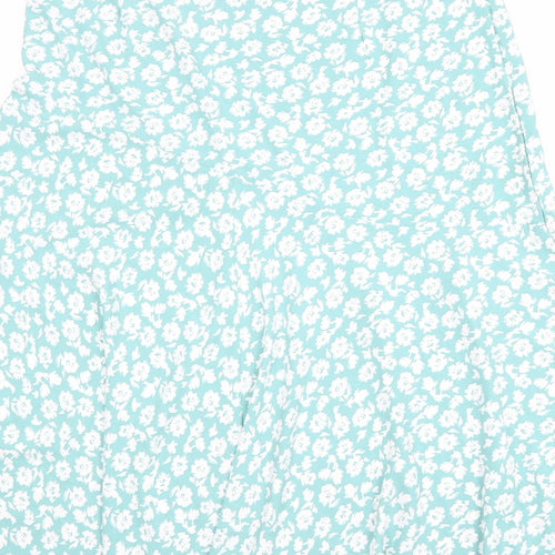 Blue Vanilla Womens Green Floral Polyester Swing Skirt Size 16 Zip