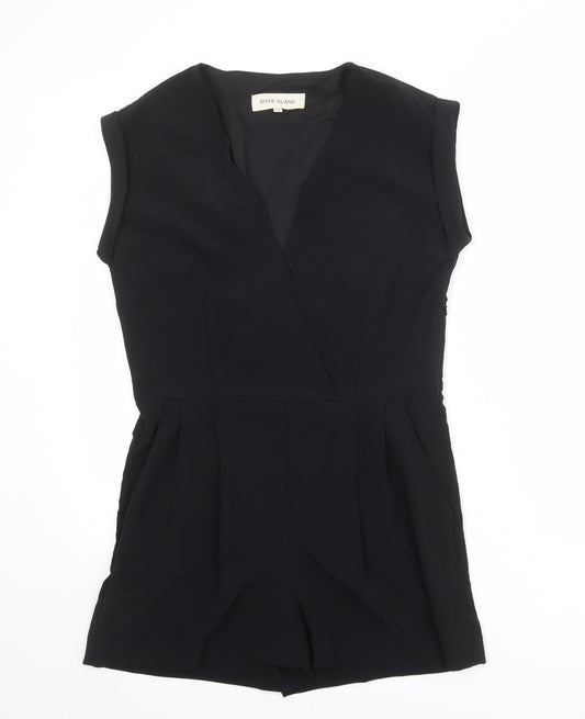 River Island Womens Black Polyester Playsuit One-Piece Size 10 Zip