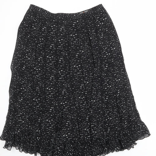 Punt Roma Womens Black Geometric Polyester Swing Skirt Size 10 Zip