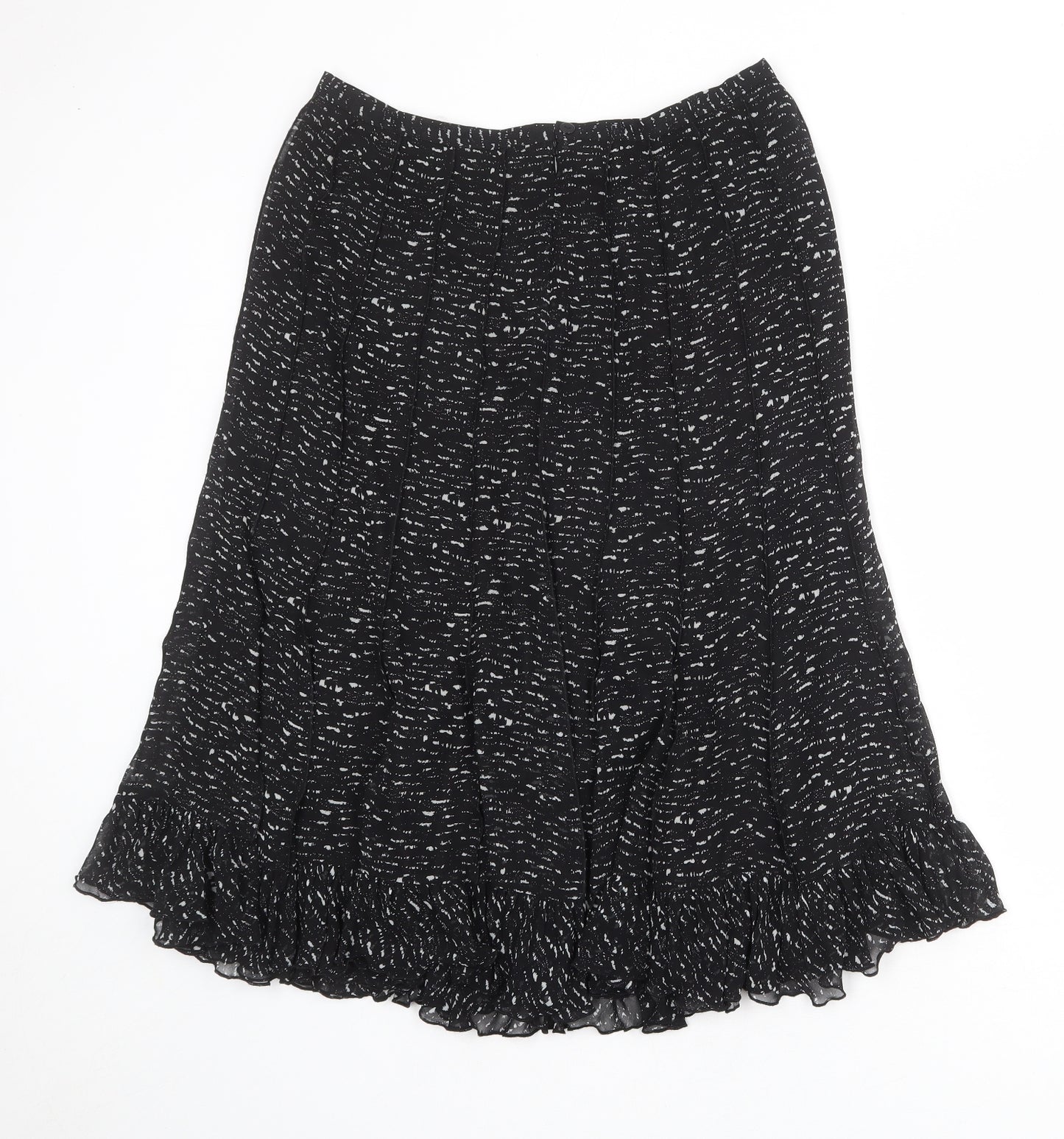 Punt Roma Womens Black Geometric Polyester Swing Skirt Size 10 Zip