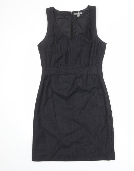 Gap Womens Black Polyester Shift Size 6 V-Neck Zip