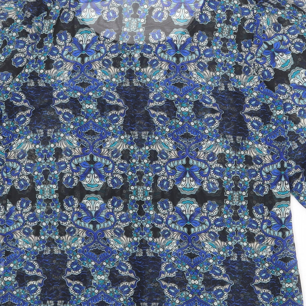 Wallis Womens Multicoloured Geometric Polyester Basic Blouse Size M Round Neck
