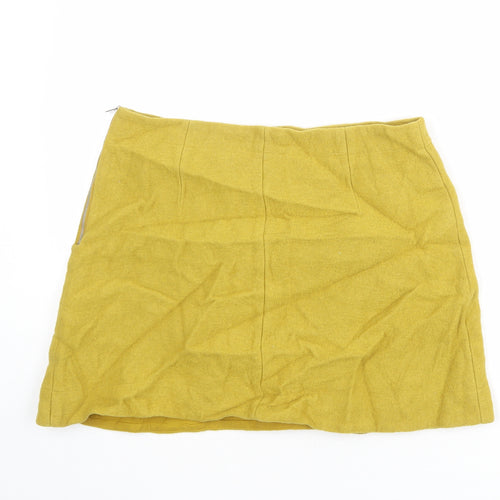 COS Womens Yellow Wool A-Line Skirt Size 16 Zip
