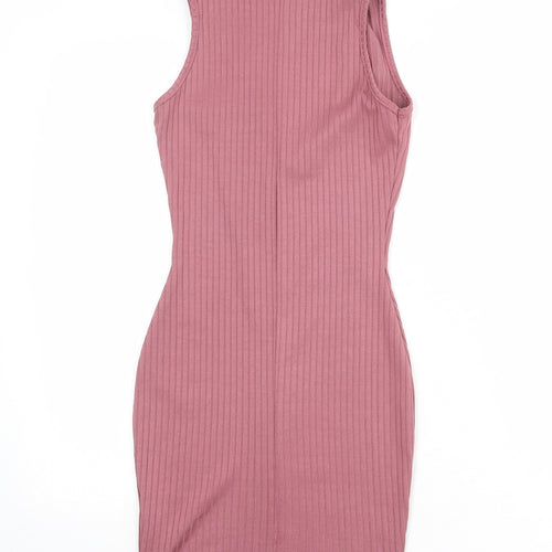 PRETTYLITTLETHING Womens Pink Polyester Bodycon Size 6 V-Neck Pullover