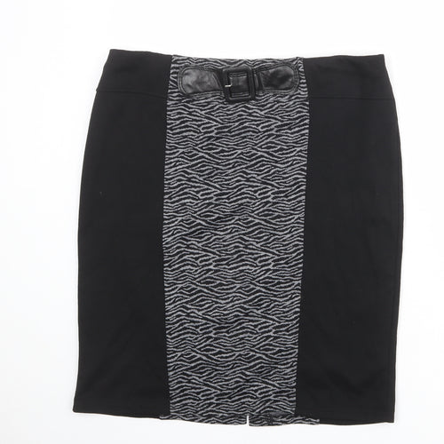 M&Co Womens Black Geometric Polyester Straight & Pencil Skirt Size 20