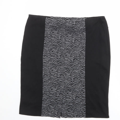 M&Co Womens Black Geometric Polyester Straight & Pencil Skirt Size 20