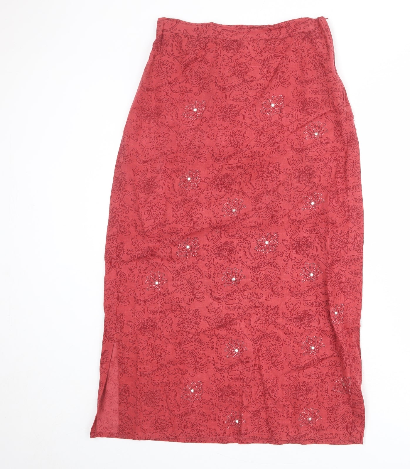 Alternative Womens Red Geometric Cotton A-Line Skirt Size 12 Zip