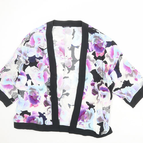 Marks and Spencer Womens Multicoloured Floral Viscose Kimono Blouse Size 12 V-Neck