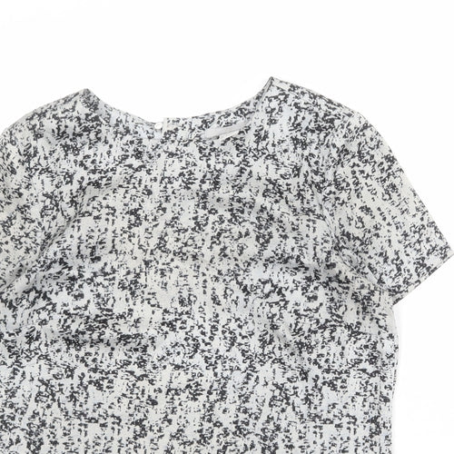 H&M Womens Grey Geometric Polyester Basic T-Shirt Size 8 Round Neck