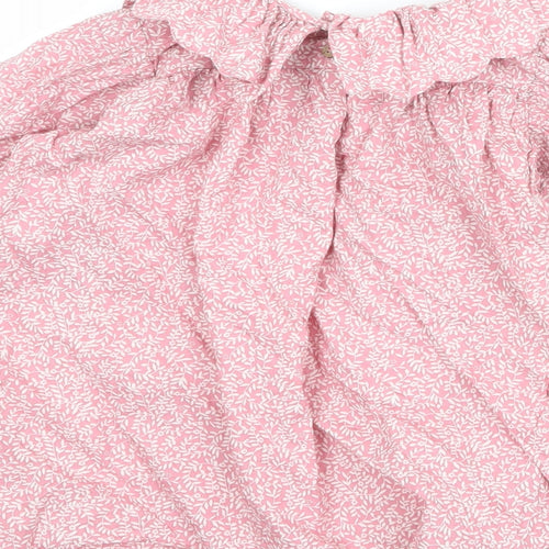 NEXT Girls Pink Geometric 100% Cotton Basic Blouse Size 2-3 Years Round Neck Button
