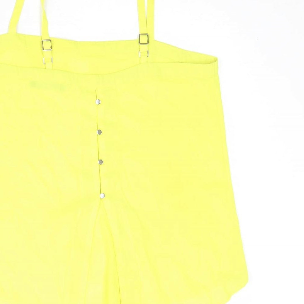 Select Womens Yellow Polyester Basic Tank Size 10 Square Neck