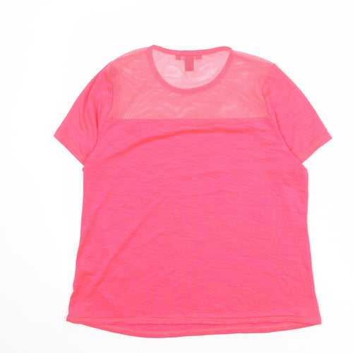 NEXT Womens Pink Polyester Basic T-Shirt Size 14 Round Neck - Mesh Neckline