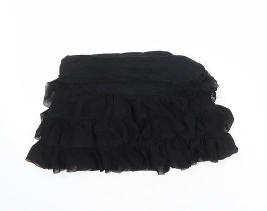 Tammy Girls Black Cotton Mini Skirt Size 9-10 Years Regular Pull On