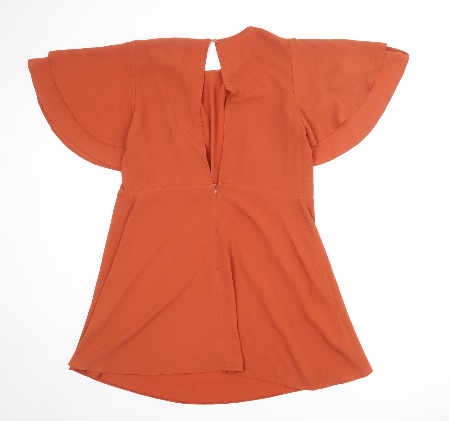 New Look Womens Orange Polyester A-Line Size 18 Round Neck Zip