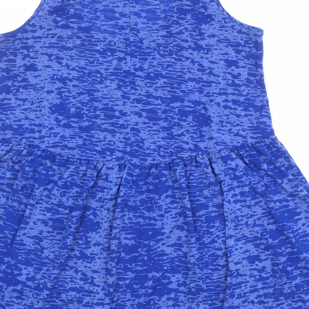Yours Womens Blue Geometric Polyester Tank Dress Size 16 Scoop Neck Pullover