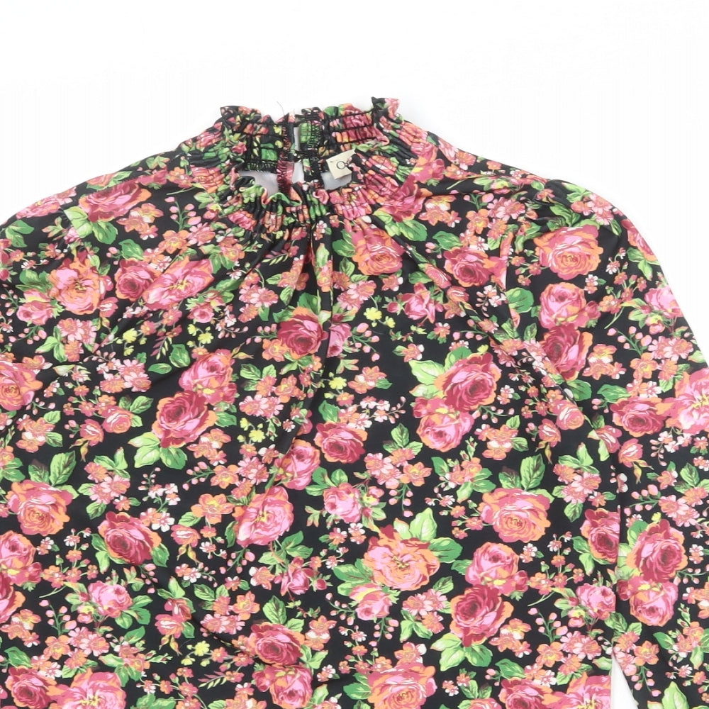 Oasis Womens Multicoloured Floral Polyester Basic Blouse Size XS Mock Neck