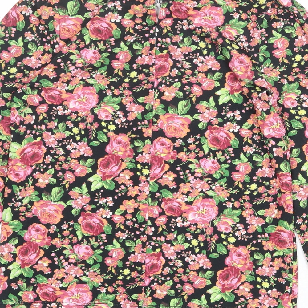 Oasis Womens Multicoloured Floral Polyester Basic Blouse Size XS Mock Neck