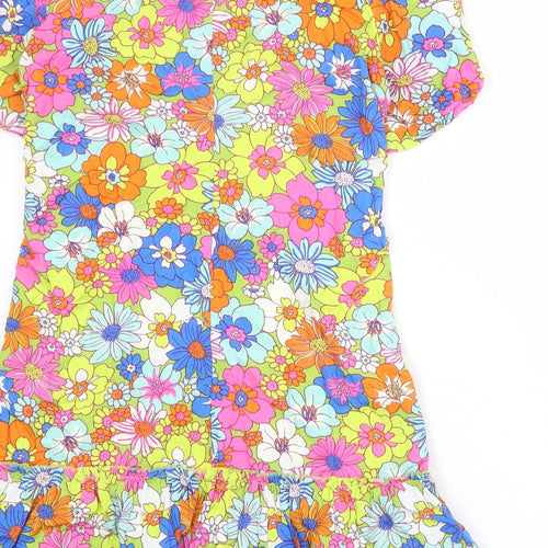 Actuel Womens Multicoloured Floral Cotton Shift Size M V-Neck Zip