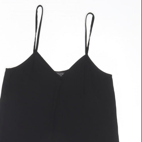 Topshop Womens Black Polyester Camisole Tank Size 8 V-Neck