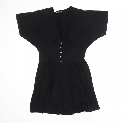 ASOS Womens Black Viscose Mini Size 12 V-Neck Pullover