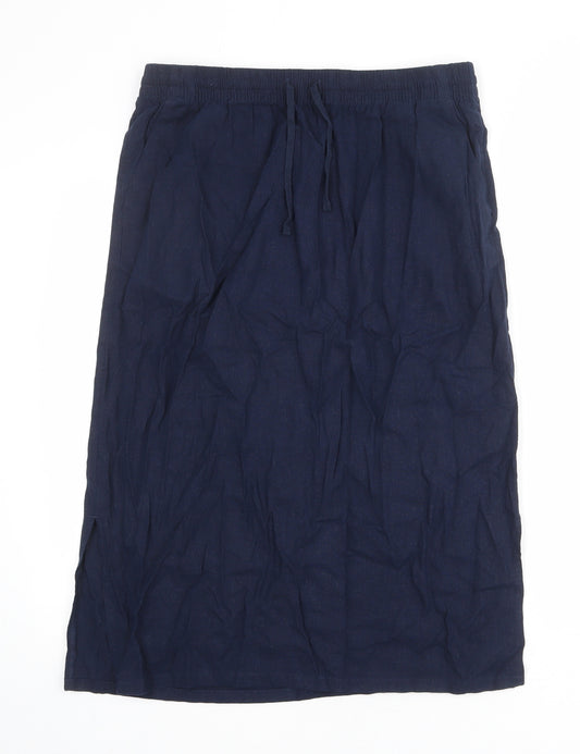 Marks and Spencer Womens Blue Linen A-Line Skirt Size 14