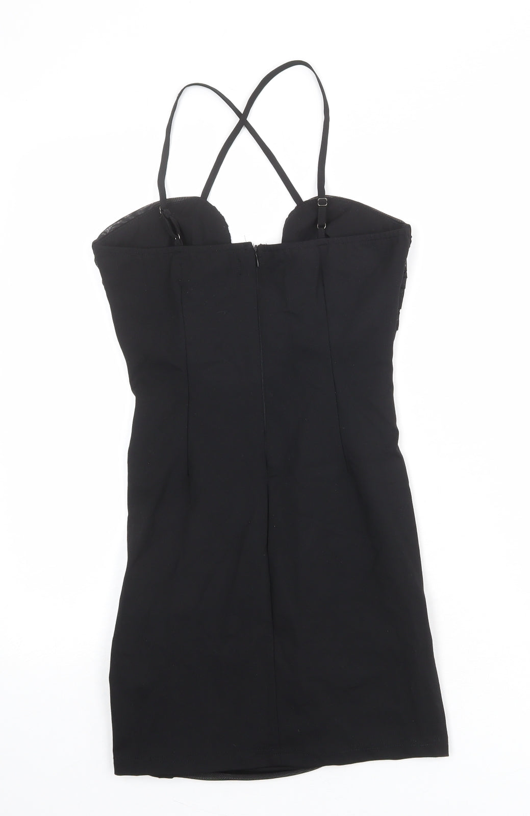 Misspap Womens Black Polyester Mini Size 6 Sweetheart Zip