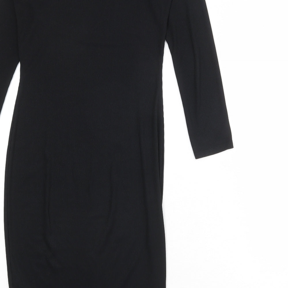 Boohoo Womens Black Polyester T-Shirt Dress Size 12 Round Neck Pullover