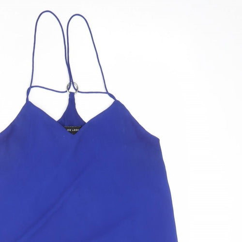New Look Womens Blue Polyester Basic Tank Size 10 V-Neck