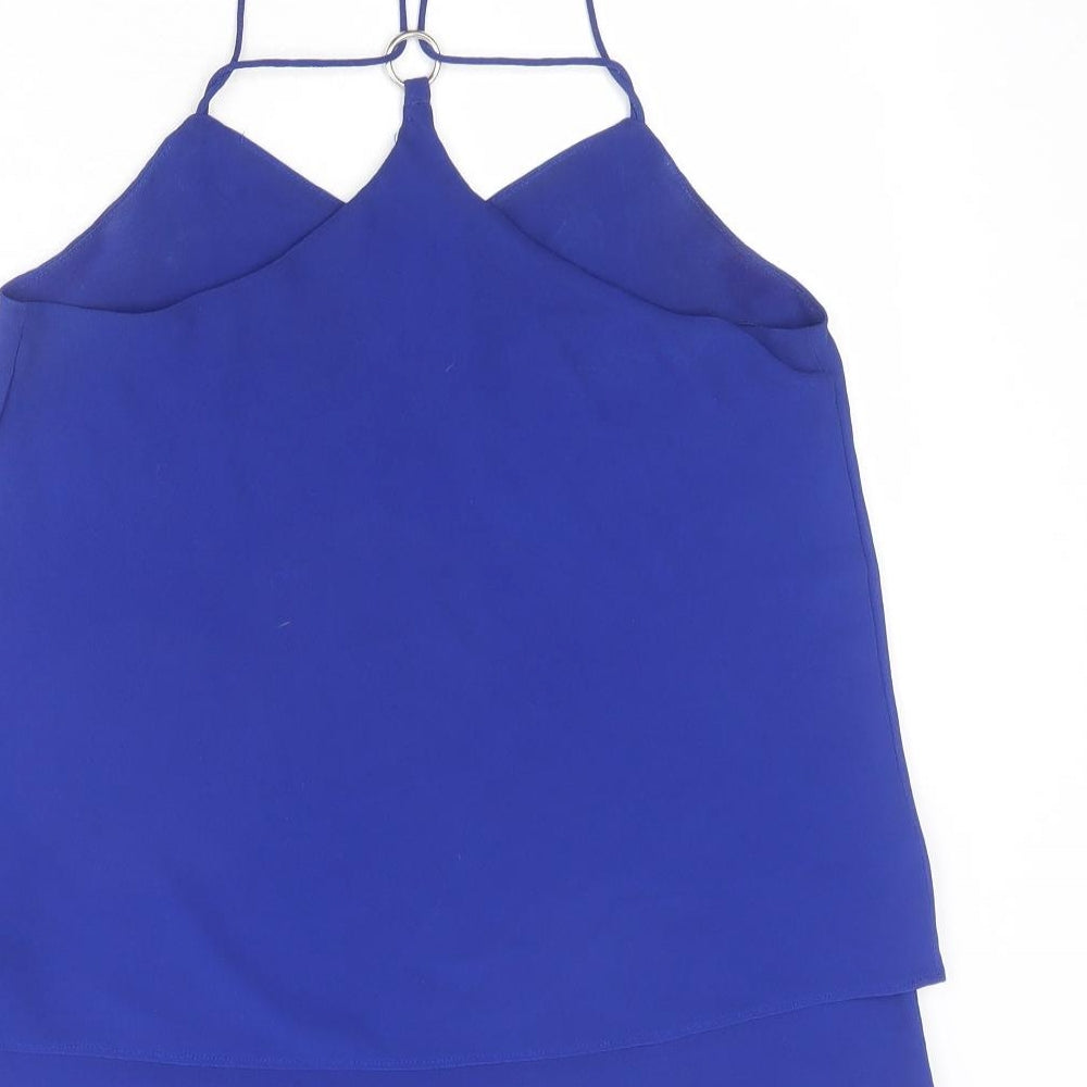 New Look Womens Blue Polyester Basic Tank Size 10 V-Neck
