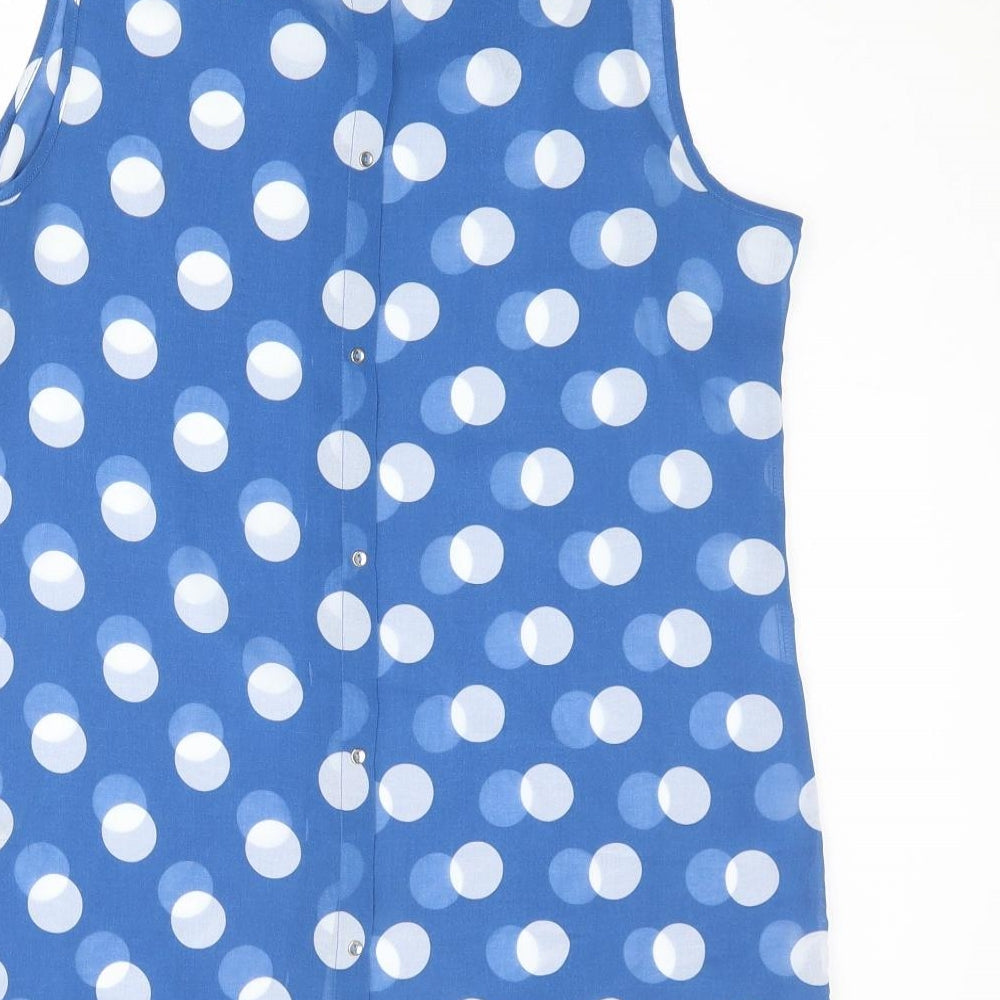 NEXT Womens Blue Polka Dot Polyester Basic Tank Size 14 Collared