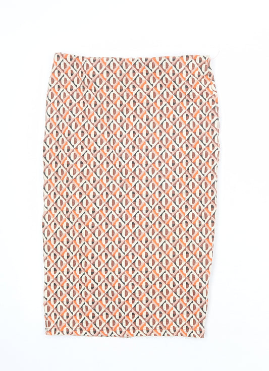 Zara Womens Multicoloured Geometric Polyester Straight & Pencil Skirt Size S