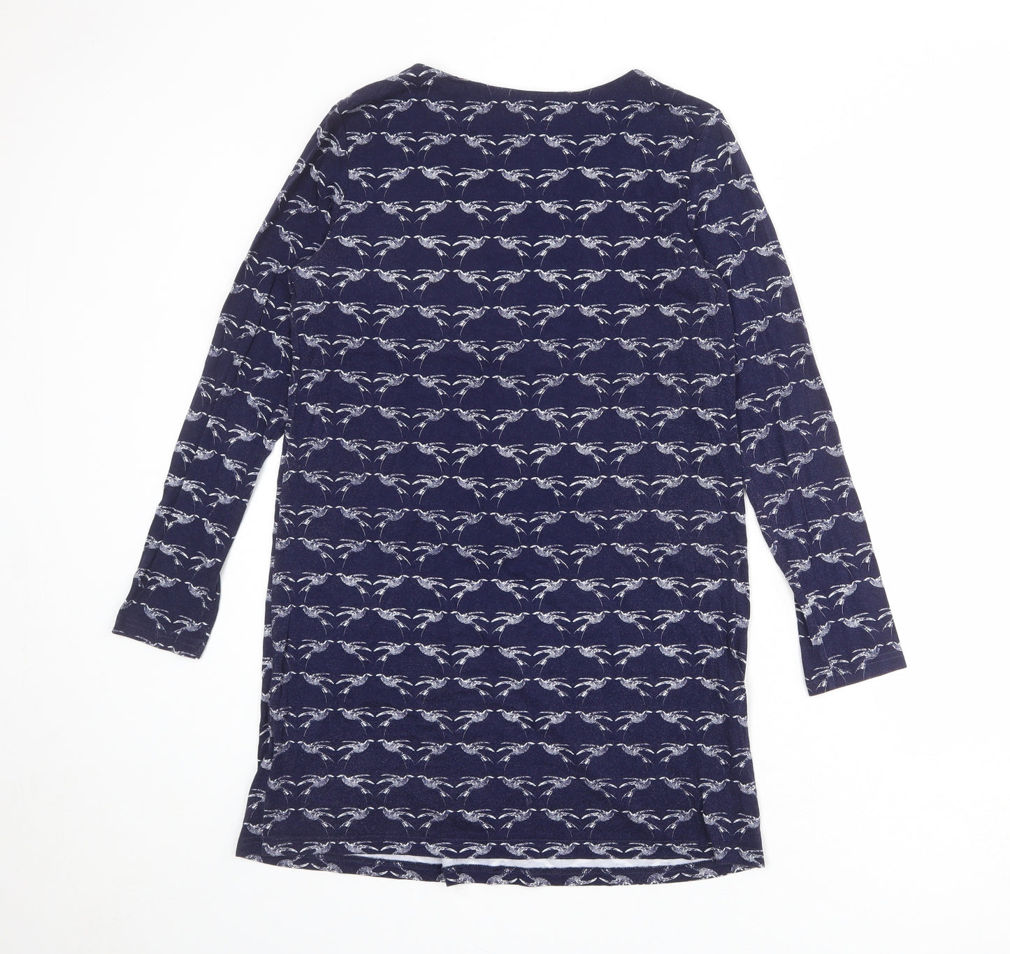 Joules Womens Blue Geometric Viscose T-Shirt Dress Size 12 Boat Neck Pullover